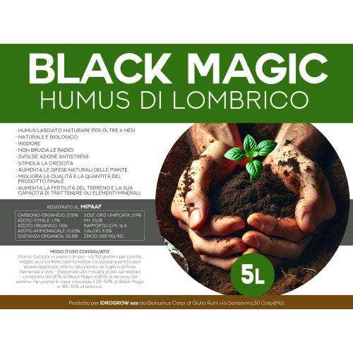 BLACK MAGIC - HUMUS DI LOMBRICO BIOLOGICO - MADE IN ITALY - 5L