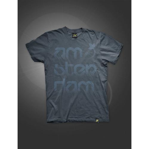 - NEW - GREEN HOUSE MAGLIETTA AM-STER-DAM UOMO WASHED BLUE-NAVY [L] (ATS019)