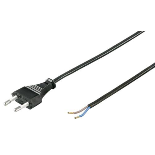 CAVO CON SPINA ITALIANA BIPOLARE 2X0.75 NERO 10A - 5MT - PER CFL E ASPIRATORI